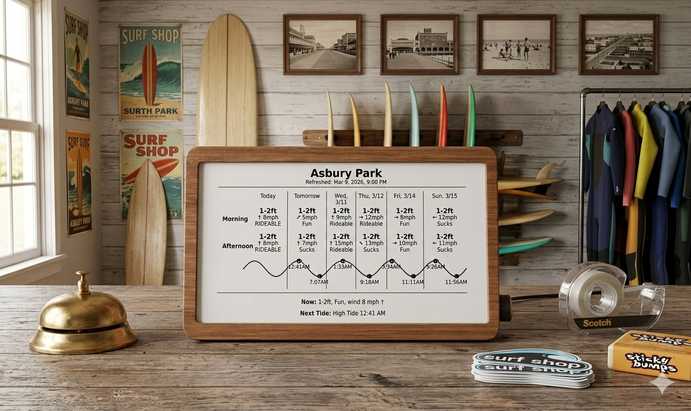 SWELLFRAME in a surf shop